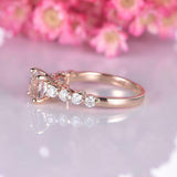 1.5ct Round Cut Morganite with Round Accents Engagement Ring 14k RoseGold Finish