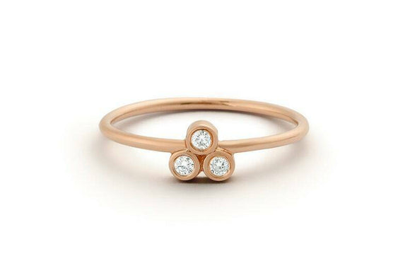 0.5ct Engagement Ring Round Cut Diamond Minimalist Trilogy 14k Rose Gold Finish