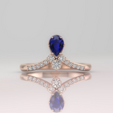 1ct Pear Cut Blue Sapphire Engagement Ring 14k Rose Gold Finish Vintage Style