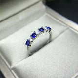 1ct Round Cut Blue Sapphire Wedding Band Ring Half Eternity 14k WhiteGold Finish