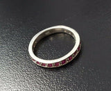 1ct Round Cut Pink Ruby 3/4 Eternity Wedding Ring Band 14k White Gold Finish