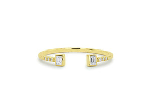 Open Stackable Wedding Band 0.7ct Baguette Cut Diamond 14k Yellow Gold Finish