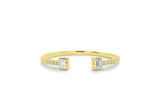 Open Stackable Wedding Band 0.7ct Baguette Cut Diamond 14k Yellow Gold Finish