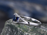 1ct Round Blue Sapphire Engagement Ring Split Shank Solitaire 14k WhiteGold Over