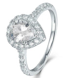 2.2ct Pear Cut Diamond Engagement Ring Halo 14k WhiteGold Over with Round Accent