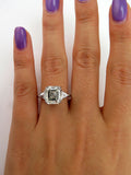 3.5Ct Asscher Cut Diamond Trillion Accents Engagement Ring 14K White Gold Finish