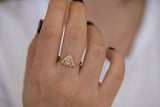 1.5ct Pear Cut Diamond Engagement Ring 14k Yellow Gold Finish Egyptian Crown