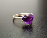 1.5ct Engagement Ring Heart Cut Purple Amethyst Solitaire 14k White Gold Finish