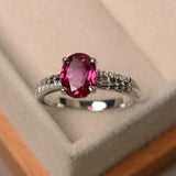 2ct Oval Cut Pink Ruby Engagement Ring Solitaire Round Accent 14k WhiteGold Over