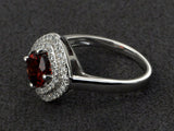 2.5ct Round Cut Red Garnet Engagement Ring 14k White Gold Finish Double Halo