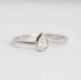 1ct Pear Cut Diamond Engagement Ring 14k White Gold Over Curved Bridal Set Band