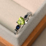 1ct Heart Cut Peridot Engagement Ring Solitaire with Accent 14k White Gold Over