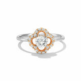 1ct Engagement Ring Round Cut Diamond Open Floral Minimalist 14k DualGold Finish