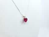 1ct Pink Ruby Pendant with Chain Heart Cut Solitaire Gift 14k White Gold Finish