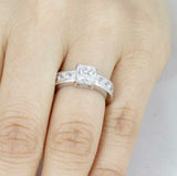 3ct Princess Cut Diamond Engagement Ring Channel Bridal Set 14k WhiteGold Finish