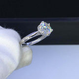 1ct Round Cut Diamond Engagement Ring 6 Prong Solitaire 14k White Gold Finish