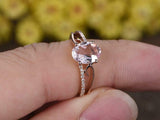 1.2ct Oval Cut Peach Morganite Engagement Ring 14k Rose Gold Finish Split Shank