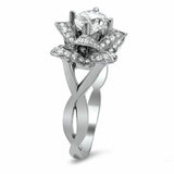 4Ct Round Cut VVS1/D Diamond Floral Cocktail Engagement Ring 14K White Gold Over