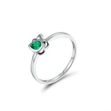 0.5Ct Pear Cut Green Emerald Floral Petite Engagement Ring 14K White Gold Finish