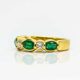 1.8ct Oval Cut Green Emerald Stylish Half Eternity Band 14k Yellow Gold Finish