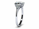 1.6ct Radiant Cut Diamond Three Stone Engagement Ring 14k White Gold Finish