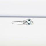 0.5ct Round Blue Aquamarine Diamond Accents Solitaire Ring 14k White Gold Finish