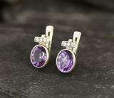 2ct Stud Earrings Oval Cut Purple Amethyst Stylish Partywear 14k White Gold Over