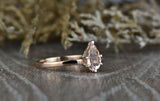 0.8ct Pear Cut Peach Morganite Engagement Ring 14k Rose Gold Finish Solitaire