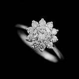 1.5Ct Round Cut DVVS1 Diamond Flower Halo Engagement Ring 14K White Gold Finish