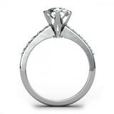 2ct Round Cut 6Prong Diamond Accent Unique Engagement Ring 14k White Gold Finish