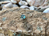 1.22ct Engagement Ring Round Cut Blue Aquamarine Solitaire 14k White Gold Finish