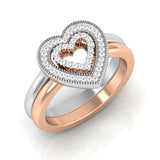 0.5ct Round Cut VVS1 D Diamond 2Heart Engagement Ring 14k White Rose Gold Finish