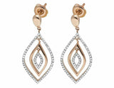 0.37ct Round Cut Diamond Stylish Halo Dangle Earrings Women 14k Rose Gold Finish