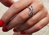 2ct Round Cut Diamond Engagement Ring Ribbon Knot Infinity 14k White Gold Finish