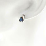 2ct Oval Cut Blue Sapphire Elegant Stud Earrings Women 14k White Gold Finish