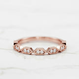 Unique Half Eternity Wedding Band 0.4ct Round Cut Diamond 14k Rose Gold Finish