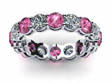 2ct Round Cut Pink Sapphire Eternity Wedding Band Ring 14k White Gold Finish