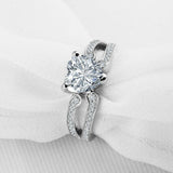 2.2ct Heart Cut Diamond Accent Split Shank Engagement Ring 14k White Gold Finish