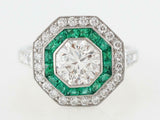 2.5ct Round Diamond Engagement Ring Green Emerald Dual Halo 14k White Gold Over