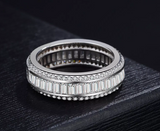 6Ct Baguette Cut Diamond Eternity Wedding Band 14K White Gold Over Round Accents