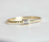 0.5ct Emerald Cut VVS1 Diamond Engagement Ring Minimalist 14k Yellow Gold Finish