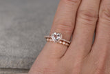 2ct Heart Cut Champagne Morganite Bridal Set Engagement 14k Rose Gold Finish New