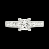 1.5ct Princess Cut Diamond Engagement Ring Accents Solitaire 14k White Gold Over