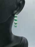 3ct Oval Cut Green Emerald Diamond Inside Out Hoop Earrings 14k WhiteGold Finish