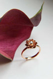 0.25ct Round Cut VVS1D Diamond Engagement Ring Lotus Flower 14k Rose Gold Finish