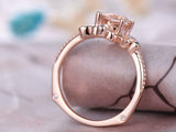 1ct Round Peach Morganite Engagement Ring 14k Rose Gold Finish Stackable Promise