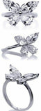 1ct Marquise Pear Cut Diamond Butterfly Engagement Ring 14k White Gold Finish