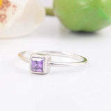 0.4ct Princess Cut Purple Amethyst Engagement Ring Solitaire 14k White Gold Over