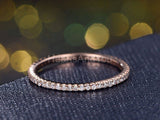 0.3ct Round Cut Moissanite Thin Full Eternity Wedding Band 14k Rose Gold Plated