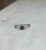 0.5ct Engagement Ring Round Cut Purple Amethyst Solitaire 14k White Gold Finish